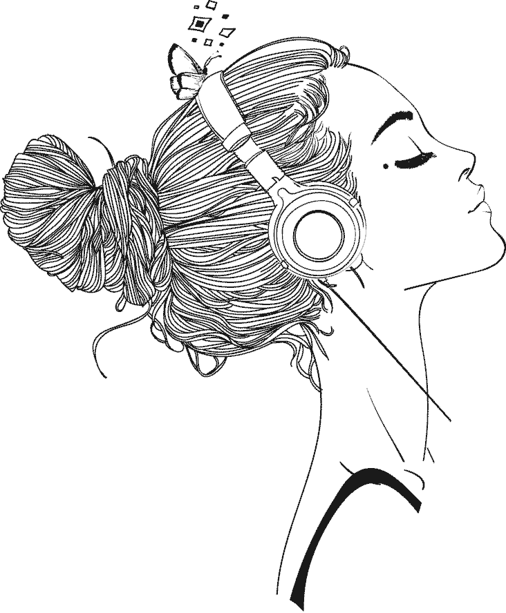 girl-headphones-butterfly
